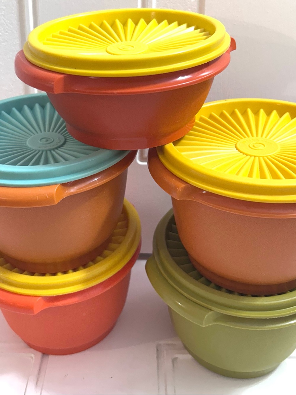 10 pieces Vintage 1970 Tupperware food Storage Bowl Set- Multi-Color
